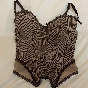 Abstract Brown Sexy Corset Going Out Top
